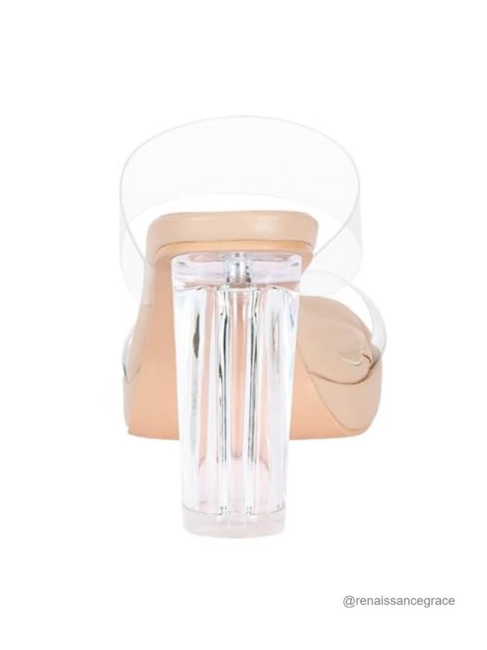 Clear Chunky Block Heeled Platform Sandals Women Slip On PU